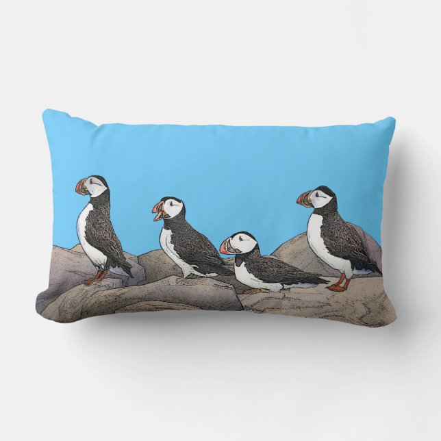 Coussin Rectangle Puffins de l'Atlantique (Recto)