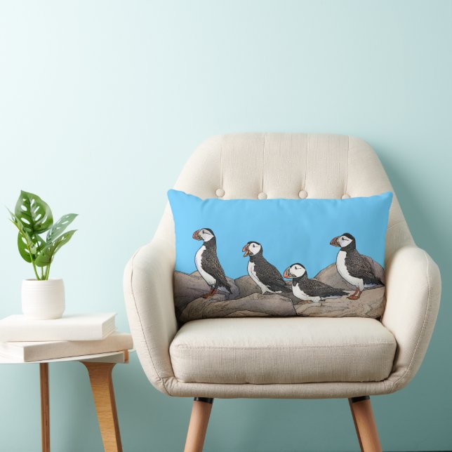 Coussin Rectangle Puffins de l'Atlantique (Chaise)