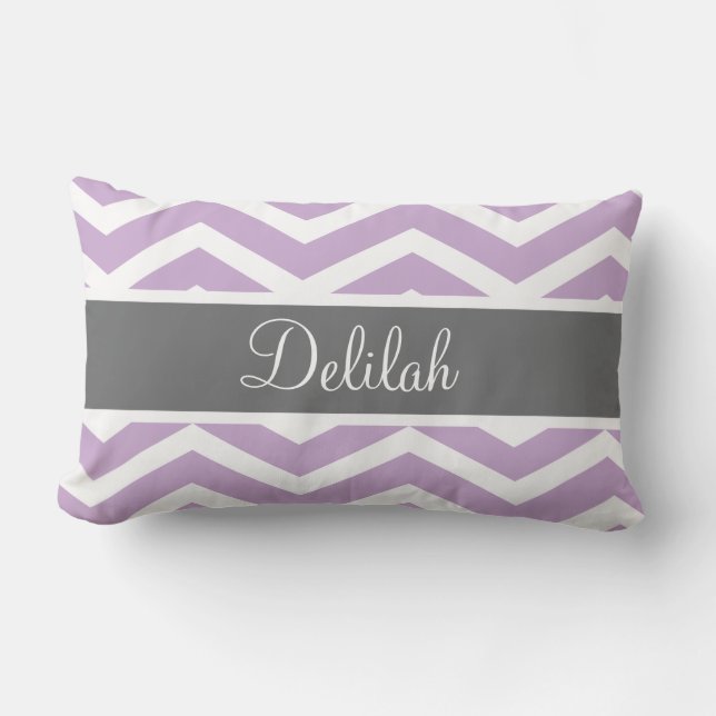 Coussin Rectangle Purple Grey Chevron personnalisé (Recto)