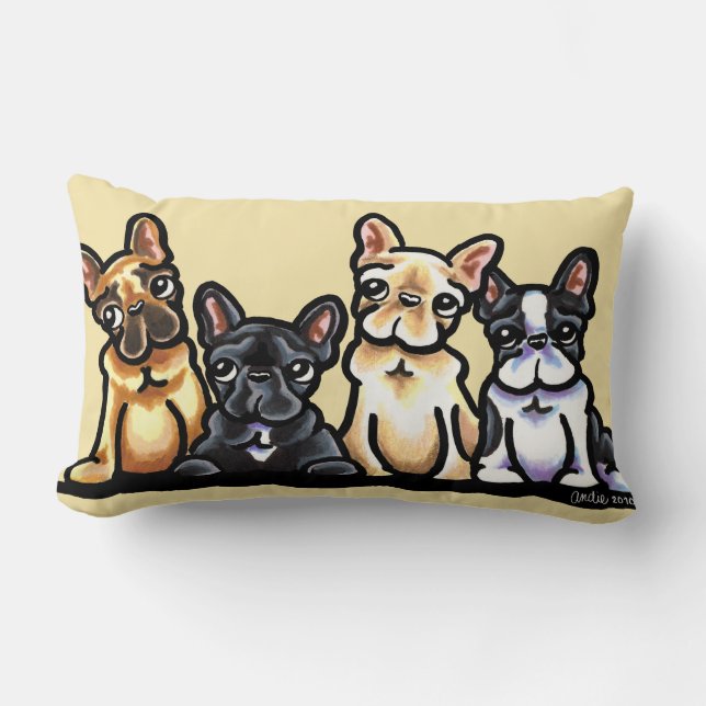 Coussin Rectangle Quartet de Bulldog français (Recto)