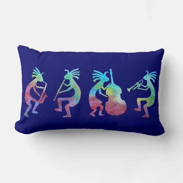 Coussin Rectangle Quartet de jazz de Kokopelli (Recto)