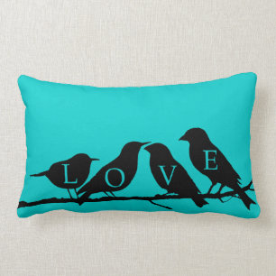 Coussin Rectangle Quatre oiseaux assis sur une branche