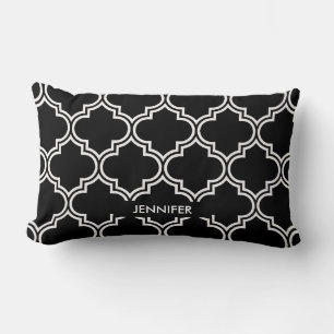 Coussin Rectangle Quatrefoil noir et blanc