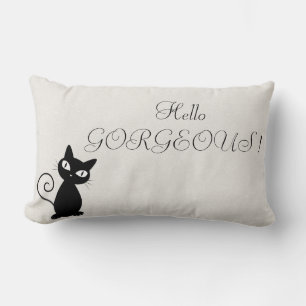 Coussin Rectangle Quirky Whimsical Black Cat Glittery-Bonjour magnif