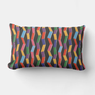 Coussin Rectangle Rainbow abstrait zig zag sans couture motif, pois 