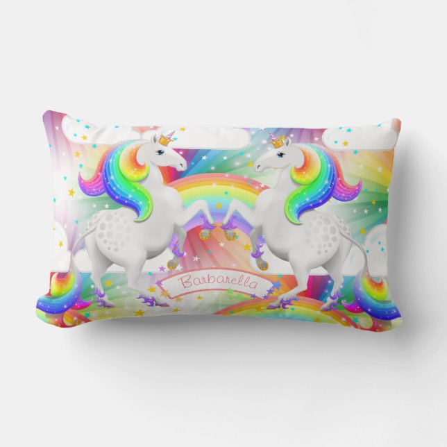 Coussin Rectangle Rainbow Princess Unicorn Starburst (Recto)