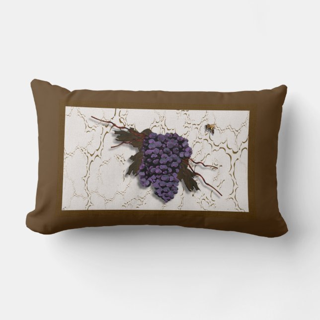 Coussin Rectangle Raisins violets rustiques et élégants (Recto)