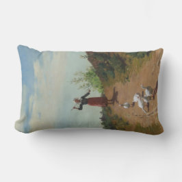 Coussin Rectangle Ramener le troupeau d'oies (par Paul Peel)