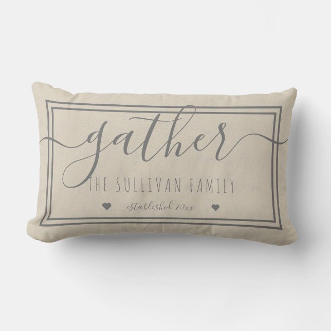 Coussin Rectangle Rassembler | Nom de famille | Ferme Date (Recto)