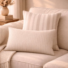 Rayé Beige & Taupe Maison de Campagne Rustique Neu