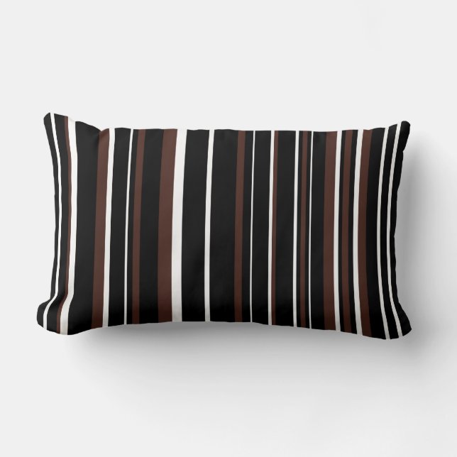 Coussin Rectangle Rayure de code-barres noir, marron et blanc (Recto)