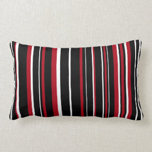 Coussin Rectangle Rayure noire, rouge, blanche de code barres