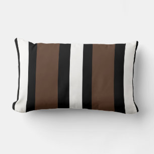 Coussin Rectangle rayures Brown, noir et blanc