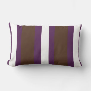Coussin Rectangle rayures Brown, violettes et blanches