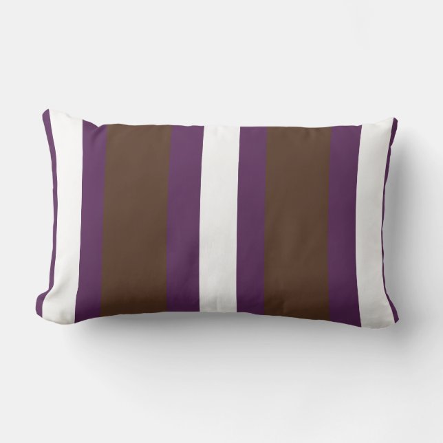 Coussin Rectangle rayures Brown, violettes et blanches (Recto)