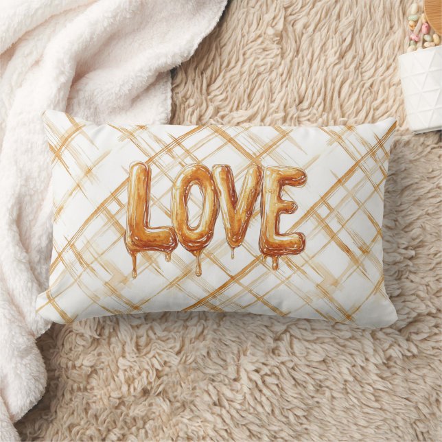 Coussin Rectangle Rayures d'amour à la crème caramel (Couverture)