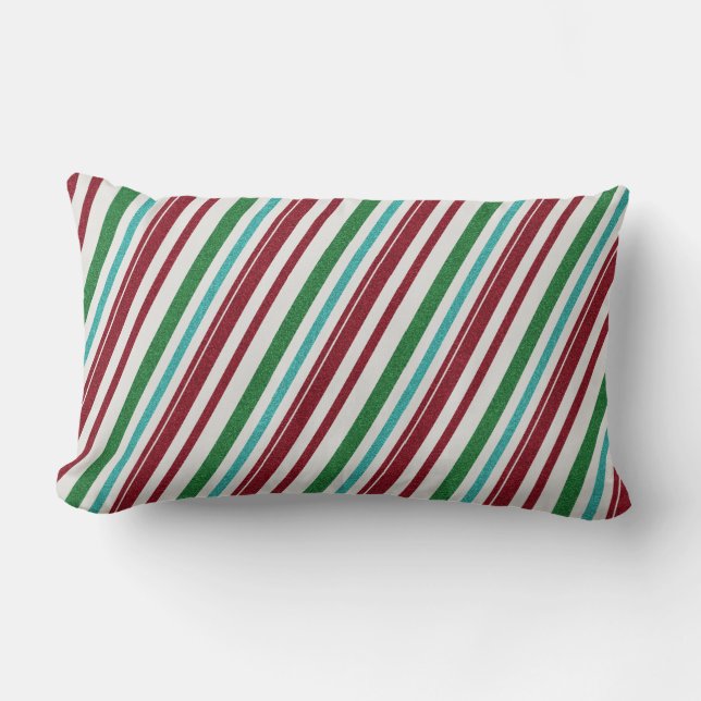 Coussin Rectangle Rayures de bonbon Paillettes (Recto)
