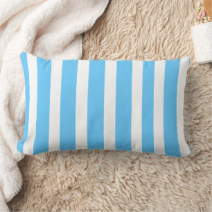 Coussin Rectangle Rayures de cabane bleu ciel et blanc