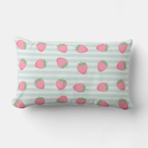 Coussin Rectangle Rayures fraise rose