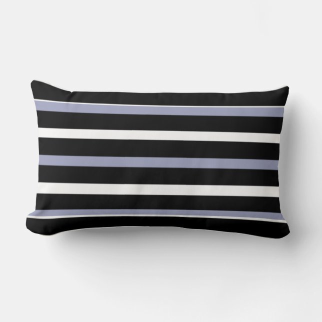 Coussin Rectangle Rayures horizontales blanches de noir moderne de (Recto)