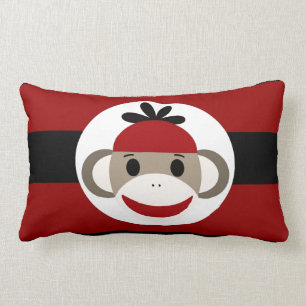 Coussin Rectangle Rayures noires rouges de chaussette de singe de