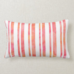 Coussin Rectangle Rayures oranges roses jaunes d'aquarelle