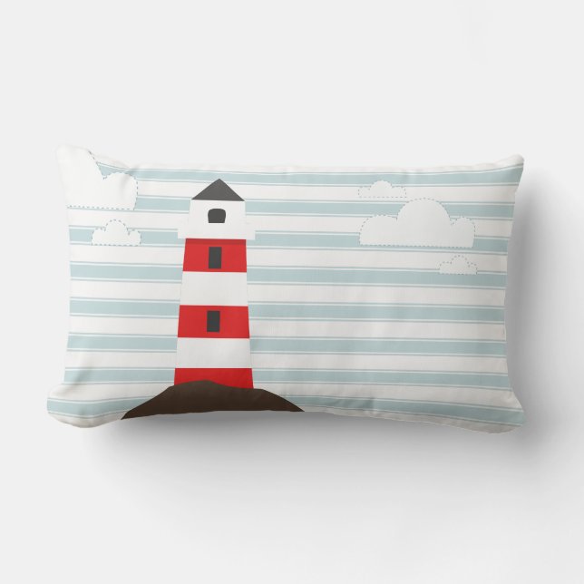 Coussin Rectangle Rayures rayées rouges et blanches nautiques de (Recto)