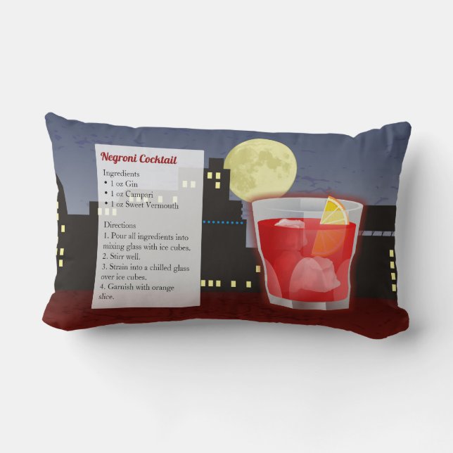 Coussin Rectangle Recette de cocktail Negroni (Verso)
