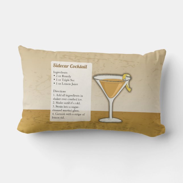 Coussin Rectangle Recette de cocktail Sidecar (Verso)