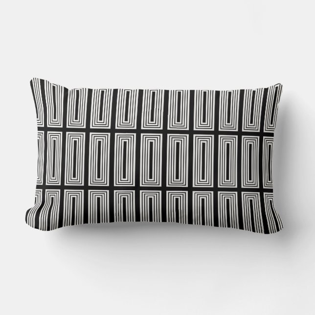 Coussin Rectangle Rectangles imbriquées en noir et blanc (Recto)
