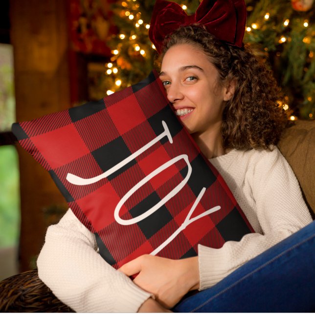 Coussin Rectangle Red Buffalo Plaid & Joy | Holiday (Créateur téléchargé)
