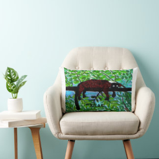 Coussin Rectangle Red Lemur drôle Animal
