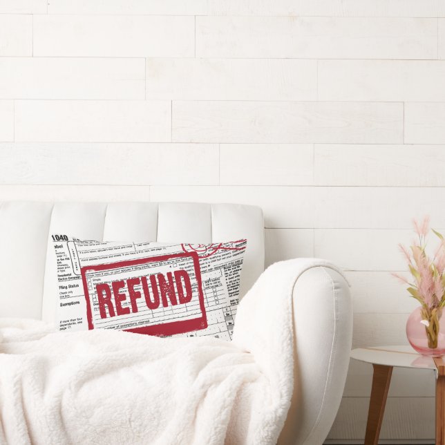 Coussin Rectangle Red Refund Stamp On a 1040 IRS Form (Canapé)