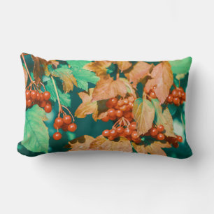 Coussin Rectangle Red Viburnum Berries Feuilles verts