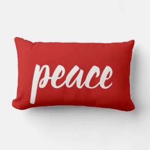 Coussin Rectangle Red White Script Letting Peace Festive Noël