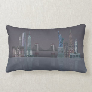 Coussin Rectangle Réflexions de la nuit New York Skyline