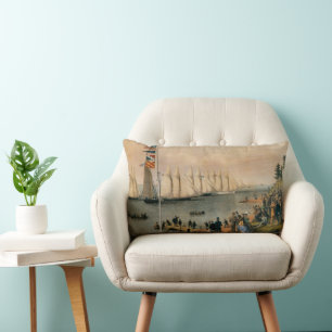 Coussin Rectangle Régate maritime vintage, Yacht Club de New York