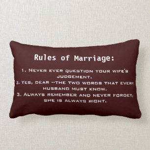 Coussin Rectangle Règles de mariage amusantes Jeter l'oreiller