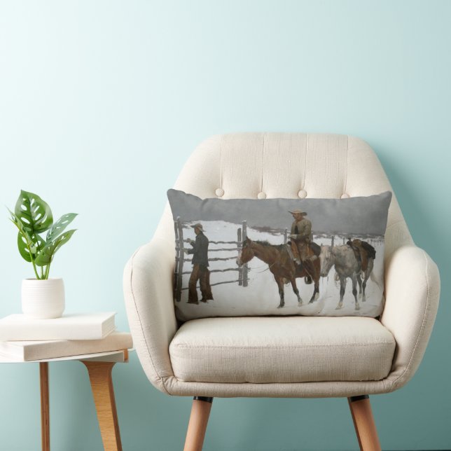 Coussin Rectangle Remington's "The End of the Cowboy." (Chaise)