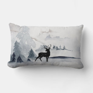 Coussin Rectangle Rennes dans l'Aquarelle gris sauvage Noël