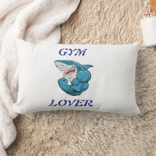 Coussin Rectangle Requin amateur de gym – Création drôle de requin d