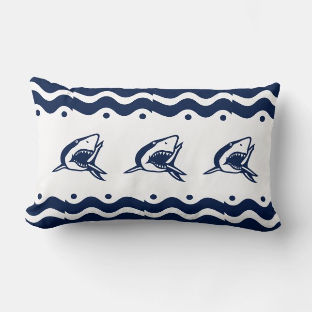 Coussin Rectangle Requin bleu et blanc (Recto)