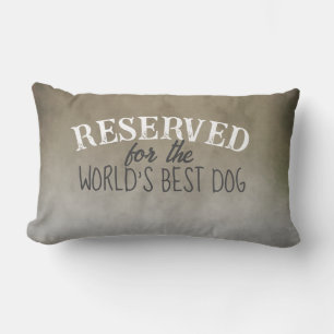 Coussin Rectangle réservé au chien citation ombre gris et marron
