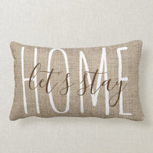 Coussin Rectangle Restons à la maison Rustique Chic Burlap Look Neut