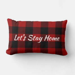 Coussin Rectangle "Restons à la maison" sur Buffalo Plaid