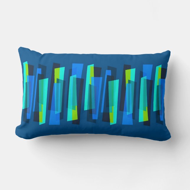 Coussin Rectangle Rétro carreau abstrait bleu et vert d'impression (Recto)