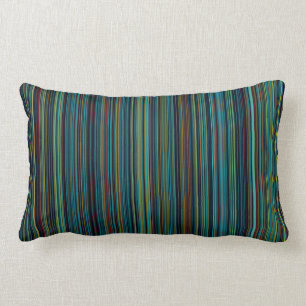 Coussin Rectangle Rétro carreau de rayure de vert de brun bleu