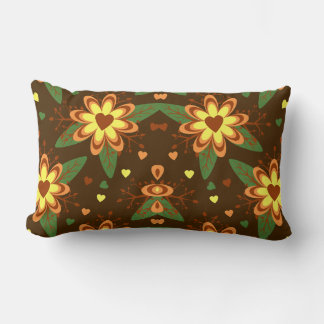 Coussin Rectangle Retro daisy Floral Heart Pattern, Vintage Brown O
