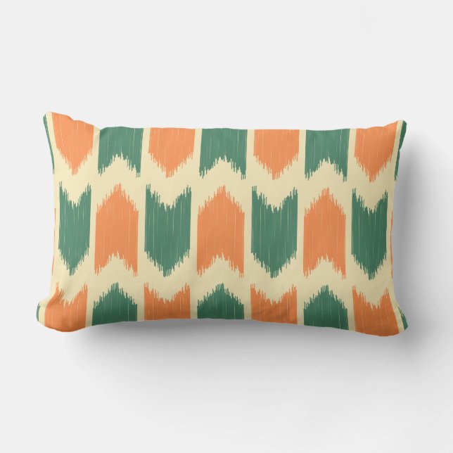 Coussin Rectangle Retro Ikat motif Orange et vert (Recto)