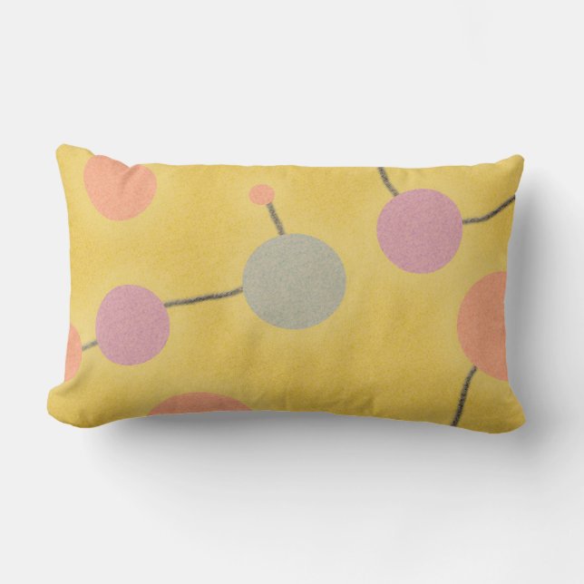 Coussin Rectangle Rétro jaune pointillé d'univers (Recto)